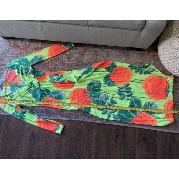 RARE Vtg 60s 70S ROBERT-DAVID MORTON Giant FLORAL Print TRUMPET Hem MAXI Dress S - Picture 12 of 13